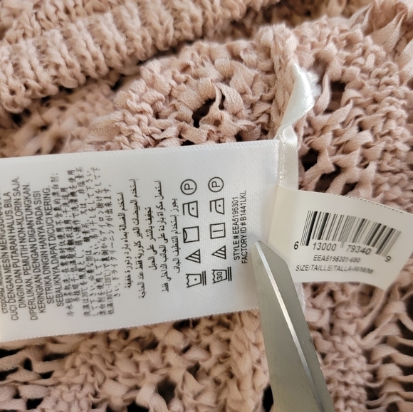 Bcbgmaxazria Sweater Sz M Mixed Stitch Oversized Open Knit Mute Pink - Picture 6 of 6